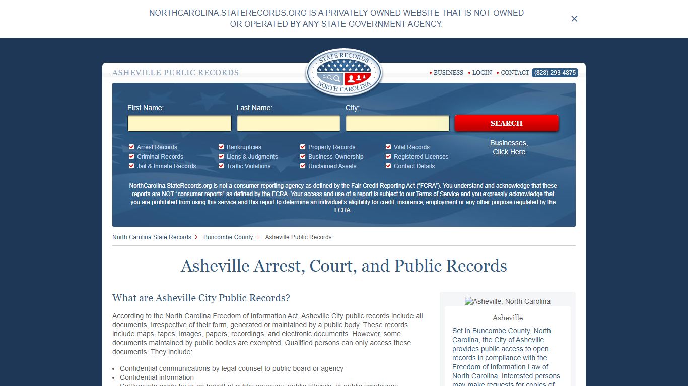 Asheville Arrest and Public Records | North Carolina.StateRecords.org